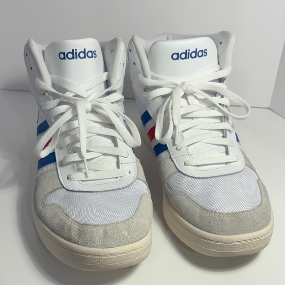 adidas Other - adidas White Athletic Shoes with Blue and Red Stripes